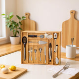 Expandable Bamboo Drawer Organizer with Adjustable Dividers